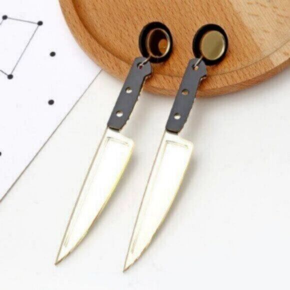 Cute and edgy acrylic knife post earrings - Picture 2 of 8